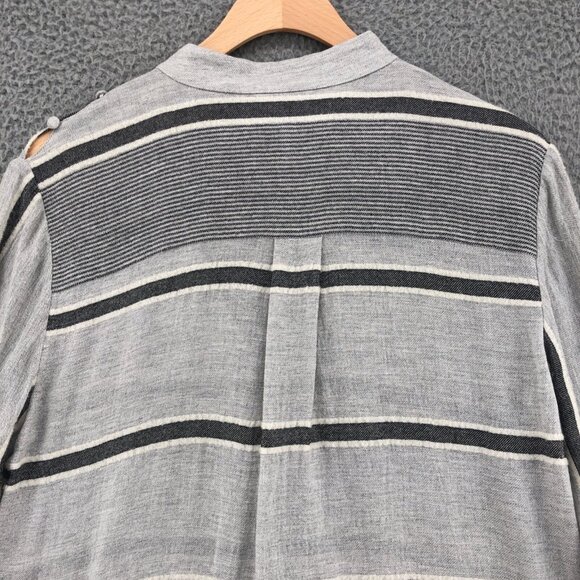 Derek Lam 10 Crosby Top Womens 8 Gray Stripe Wool Blend Tunic Ruffle Lagenlook - Picture 4 of 10